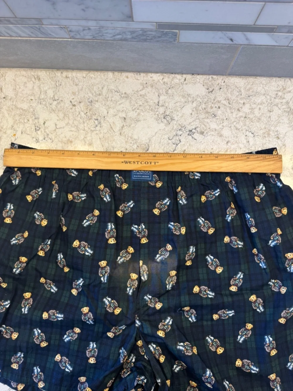 Vintage‎ Men's Polo By Ralph Lauren Plaid Boxers Shorts with Teddy Bears XL